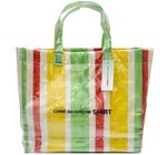 Women Pvc Tote Bag Striped Weaving Shopping Bag Waterproof Brand Large Handbag