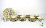 James Kent Chintz Tea Set Green Gilt Floral Vintage English China