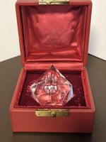 1974 STEUBEN DIAMOND TEARDROP CRYSTAL Sculpture Paper Weight Rare Signed Red Box