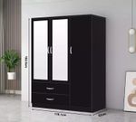 High Gloss 3 Door Wardrobe With Hanging Rails Black Bedroom Furniture Set