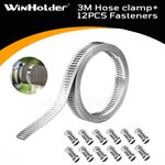 3M Stainless Steel Hose Clamp & 12 Fasteners Adjustable Jubilee Clips Tool Set
