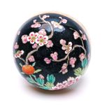Chinese Ginger Jar Cover Porcelain Famille Noire Peony Prunus Red Marked 20C