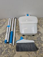 Amazon Basics Broom with Handled Dustpan, Blue&White