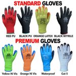 Work Gloves for Builders Construction Gardening, Cut 5 Waterproof Hi Vis Thermal