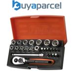 Bahco SL25 Ratchet Socket Set 25 Piece Metric 1/4in Drive BAHSL25 Cased