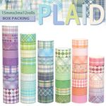 12 Rolls Washi Tape Set DIY Scrapbooking Paper Adhesive Craft Plaid Many Colours