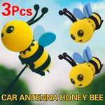 3PCS Car Antenna Topper Decors Smiling Bee Ornaments Car Decoration Little bee