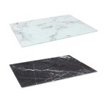 Rectangle Glass Chopping Board 50cm x 40cm Marble Kitchen Worktop Saver