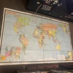 Large Vintage USSR World Political Map on Fabric Backing 1.10m X 1.80 M