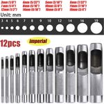 12x PRECISION HOLLOW PUNCH SET 3mm-19mm LEATHER PLASTIC GASKET HOLE CUTTER