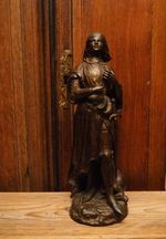 Antique french detailed religious bronze look Statue of Saint Joan of Arc