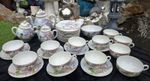 ​Vintage Japanese Morimura / Torii Mark Lithophane Geisha Full Tea Set & Plates 