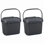 Addis 4.5L Bin Set Of 2 Indoor Kitchen Composter Caddy Food Waste Bin Metallic