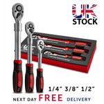 Telescopic Ratchet Wrench Set 1/4’’ 3/8’’ 1/2’’ Quick Release Reversible NEW! UK