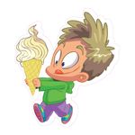 Food Truck Decals Boy with Ice Cream Style A Retail Concession Sign Brown