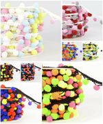 Multicoloured Pom Pom Trim - Craft Fringe Cushions Clothing Lamp  Shade Sewing