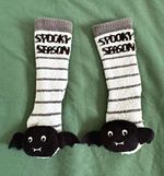Bat Non-Slip Unisex Baby & Toddler Ankle Socks, Grey/White Striped 1 Pair