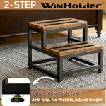 Step Stool 2 Steps for Adults Children Non-Slip Wooden Metal Frame 500lbs