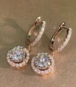 18K ROSE GOLD FILLED HOOP EARRINGS MADE WITH SWAROVSKI CRYSTALS GIFT  GP17 GPR