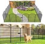 32"x 24ft Garden Fence with Gate Rustproof Metal Wire Animal Barrier Dog Fencing