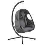 LIVIVO Folding Hanging Egg Chair Grey with Cushions