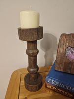 Antique Wooden Tall Leg Candle Holder Stand Original Old Hand Carved Décor 19c