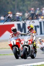 A3A4 Framed Photo Signed Wayne Rainey & Kevin Schwantz Motorcycle Racing Legends
