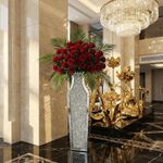 XL Crushed Diamond Mirrored Floor Vase Pedestal Flower Vase f Hotel Lobby Corner