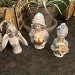 Three Large Porcelain Pin Cushion Half Dolls