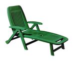 EX-DISPLAY FOLDING PLASTIC SUN LOUNGER WITH WHEELS - COLOUR GREEN - BNIB