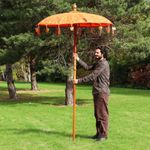 ORANGE GOLD PATIO GARDEN COTTON PARASOL HANDMADE BALI  1.5m