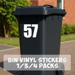 Personalised Bin Number Stickers for Wheelie Bins – Durable Vinyl – 1/3/4
