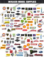 1/64 Scale Die cut Modern Garage sign Decals. Set 1