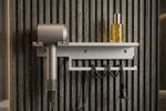 Hamton TrioFix Hair Dryer Holder Wall Mount Shelf Towel Rack Bathroom Organizer