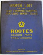 ROOTES Light Forward Control 1500-2500 Original Parts List #6601307 1960s