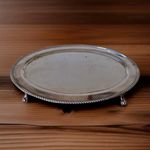 Vintage Silver Plated Footed Teapot Stand Tray Ball & Claw Feet 7" x 5" Antique.