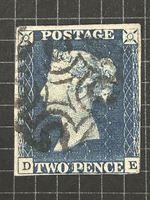 QV GB 1840 2d Blue, 2 Nice Margins, 2 Margins Close, Clean Back