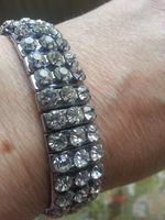 "Empire Made"  3 Rows Clear Paste Stones Set All Round An Expandable Bracelet