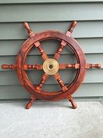 24" Inch Wooden & Brass Boat Ship Wheel Wall Decor,Home Decor Ship Wheel Item