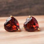 Red Garnet Heart Stud Earring 18K Gold Over 925 Sterling Silver Gemstone Earring