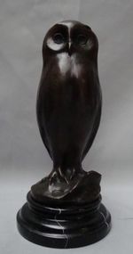 Statue Owl Owl Bird Wildlife Art Deco Style Art Nouveau Style Bronze Signed Scul
