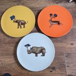Puddin Head Puddinhead Set of 3 Animal Dinner Plates Avenidahome Portugal 27cm 