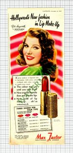 Max Factor Lipstick ADVERT - 1947 CUTTING