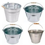 Galvanised Metal Buckets With Strong Steel Wooden Handle For Home/Garden Use New