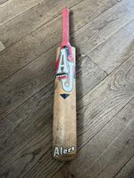 Full Size Used AJ Sports Cricket Bat Signed By Richie Benaud 