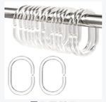 12 X Shower Curtain Plastic Hooks Set Rings C Shape Ring Black White Clear Bath
