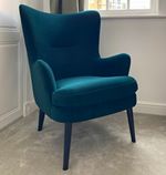 Barker & Stonehouse Marcy Green Velvet Wingback Armchair Padded Seat Elm