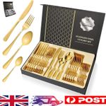 30Pcs Cutlery Dinner Set Stainless Steel Metal Tableware Forks Tea Spoons Boxed