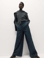 Marks & Spencer Womens Wide leg Trousers in Navy - M&S