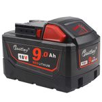 18V 9.0Ah High Capacity Li-ion Battery Fit For Milwaukee M18 M18B9 48-11-1890